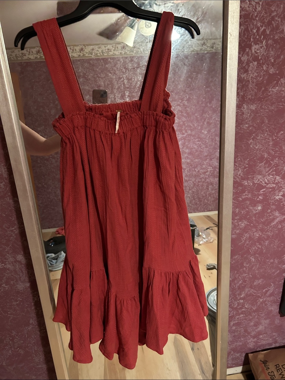 Free People Women dark Pink Tiered babydoll dress